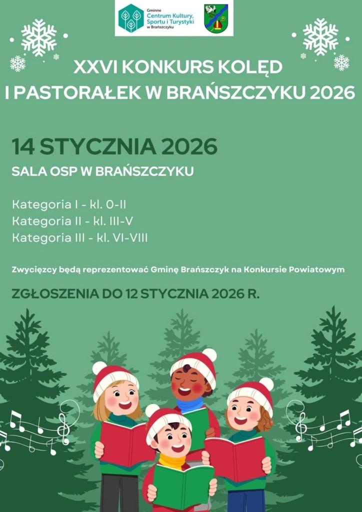 Plakat: XXVI Konkurs Kolęd i Pastorałek — zaproszenie do udziału