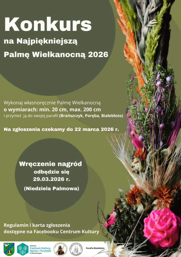 Plakat: Konkurs na Najpiękniejszą Palmę Wielkanocną 2026 — zaproszenie