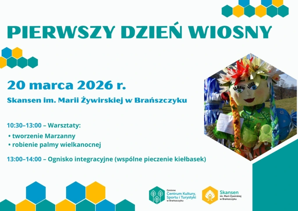 Plakat: Pierwszy Dzień Wiosny 2026 — zaproszenie do skansenu