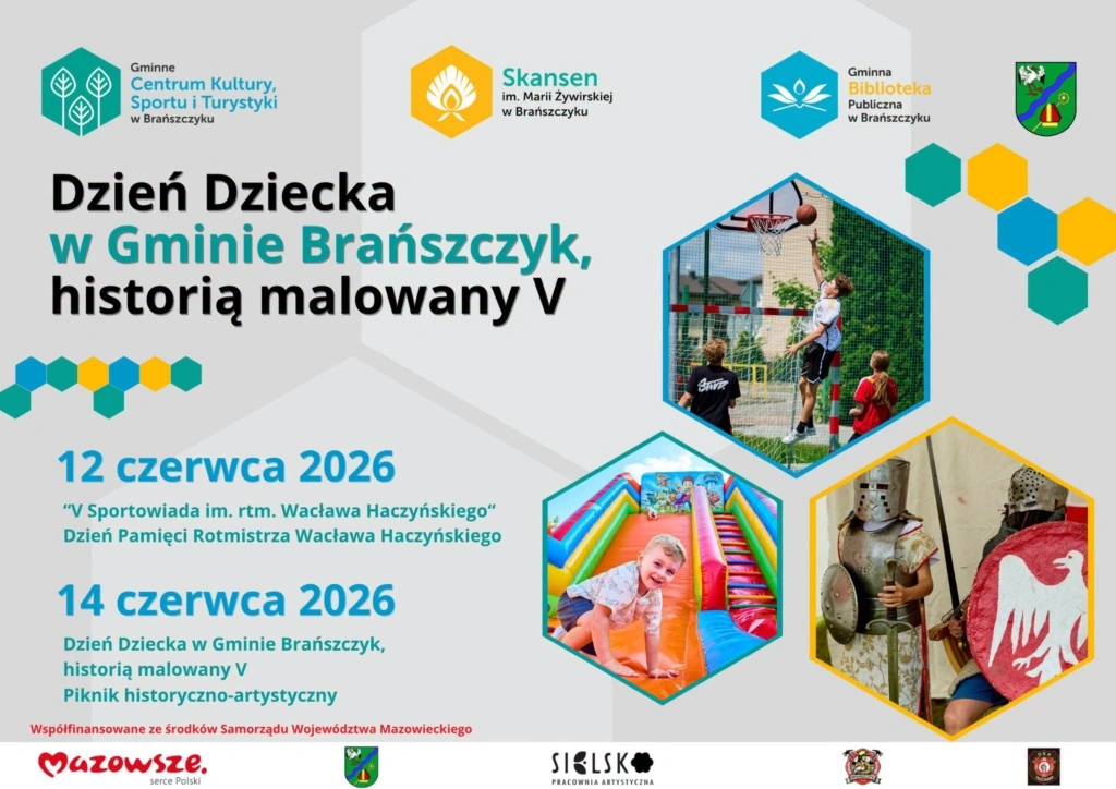 Plakat: Dzień Dziecka i V Sportowiada w Brańszczyku — zapowiedź