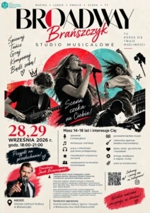 Plakat: Broadway Brańszczyk — przesłuchania do studia musicalowego