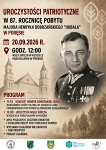 Plakat: Uroczystości patriotyczne w Porębie — zaproszenie na 20 września